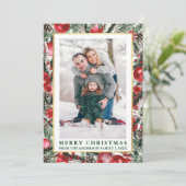 水彩パインズクリスマスオーナメントフォトグリーン シーズンカード (スタンド正面)
