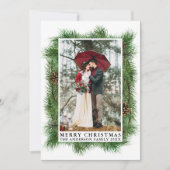 水彩パインズフレームフォトメリークリスマス シーズンカード (正面)