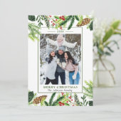 水彩パインズブランチフレームクリスマスフォト シーズンカード (スタンド正面)