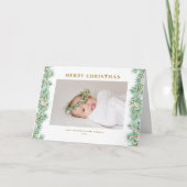 水彩パイン針ガーランドフォトクリスマス シーズンカード (正面)