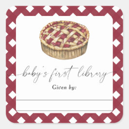 水彩パイ – ベビーシャワー蔵書票 スクエアシール