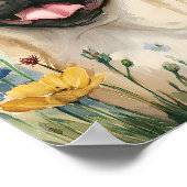 水彩パグポートレートウォールアート – かわいいパグポスター ポスター (角)