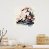 水彩パゴダアート ポスター (キッチン)