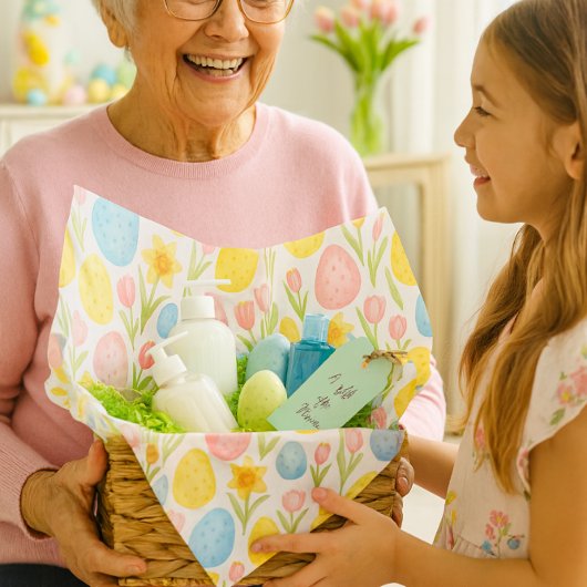 水彩パステルイースターエッグのチューリップ柄 薄葉紙