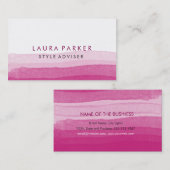 水彩パステルエレガントッミニマルクピンク（ばちゃばちゃ）跳ねる 名刺 (正面/裏面)