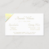 水彩パステルカラー金ゴールドフレーム開館時間 名刺 (裏面)