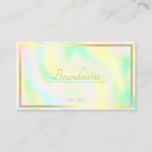 水彩パステルカラー金ゴールドフレーム開館時間 名刺 (正面)