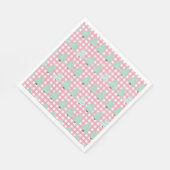 水彩パステルクリスマスツリーとピンクプレイド スタンダードランチョンナプキン (角)