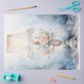 水彩パステルグリーン桃レトロランタン 薄葉紙 (クラフト)