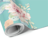 水彩パステルサボテン多肉性フローラ花 ラッピングペーパー (ロールコーナー)