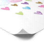 水彩パステルハート雲 赤ちゃん女の子 ベビー保育園 ポスター (角)
