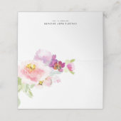 水彩パステルピンクとパープルの花 プレイスカード (外部開封)