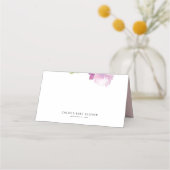 水彩パステルピンクとパープルの花 プレイスカード (裏面)