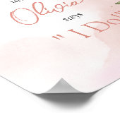 水彩パステルピンクの花柄ボヘミアンチックなカウントダウンサイン ポスター (角)