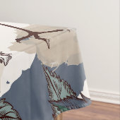 水彩パステルピンクの鳥と花 テーブルクロス (インサイチュ)