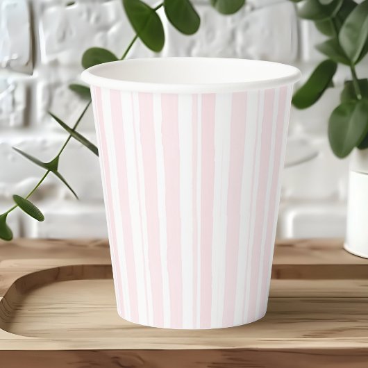 水彩パステルピンクストライプ色パターン 紙コップ