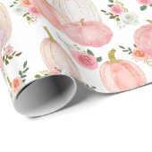 水彩パステルピンクパンプキンバラパターン ラッピングペーパー (ロールコーナー)