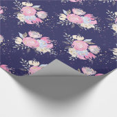 水彩パステルフラワーズウィズグリッターアクセント ラッピングペーパー (角)