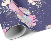 水彩パステルフラワーズウィズグリッターアクセント ラッピングペーパー (ロールコーナー)