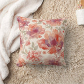 水彩パステルフラワーズライトオレンジ クッション (ブランケット)