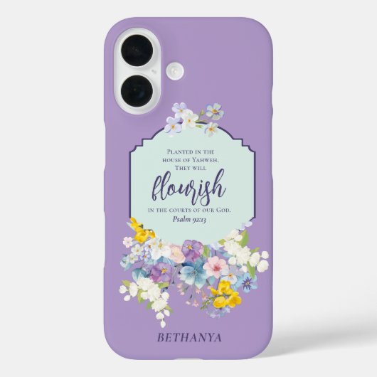 水彩パステルフラワーバイブルパーソナライズされた詩 Case-Mate iPhoneケース (裏面)