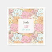 水彩パステルフローラピンク30歳の誕生日 スタンダードカクテルナプキン (正面)
