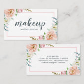 水彩パステルフローラフレームピンク&ホワイト 名刺 (正面/裏面)