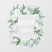 水彩パステルブルーの花輪 ウィンターセール ウィンドウサイン (シート)