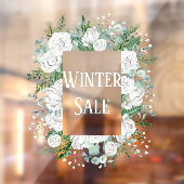 水彩パステルブルーの花輪 ウィンターセール ウィンドウサイン (シート2)