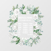 水彩パステルブルーの花輪 オープニングアワー ウィンドウサイン (シート)