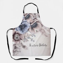 水彩パステルブルーベージュフラワーズエレガント エプロン