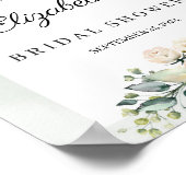 水彩パステルホワイトローズ ブライダルシャワー ポスター (角)