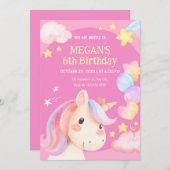 水彩パステルユニコーン 招待状 (正面/裏面)
