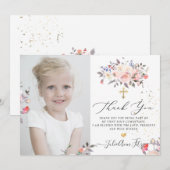 水彩パステルローズの聖体拝領感謝カード 招待状 (正面/裏面)