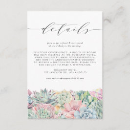 水彩パステル多肉植物 ウェディング ディテール エンクロージャーカード