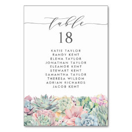 水彩パステル多肉植物 ウェディング 席札 テーブルナンバー