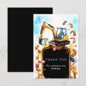 水彩パステル建設誕生日 サンキューカード (正面/裏面)