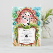 水彩パステル牛の誕生日 招待状 (スタンド正面)