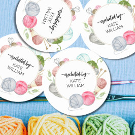 水彩パステル糸ラベルに刻まれた ラウンドシール