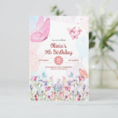 水彩パステル蝶の招待状（3.5"x5"） 招待状 (スタンド正面)