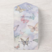 水彩パステル蝶 QRコード付き オールインワン招待状 (外側)