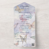 水彩パステル蝶 QRコード付き オールインワン招待状 (内側)