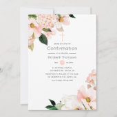 水彩パステル赤面ピンクフローラ確認 招待状 (正面)