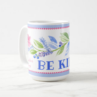 水彩パステル フラワー BE KIND 名前 コーヒーマグカップ