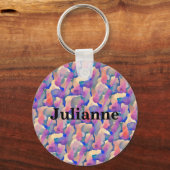 水彩パターパーソナライズされたンKeychain キーホルダー (正面)
