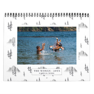 水彩パターン フォトカレンダパーソナライズされたー カレンダー