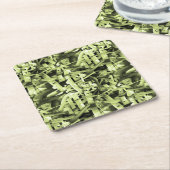 水彩パターン(緑抽象芸術) コンテンポラリー スクエアペーパーコースター (アングル)