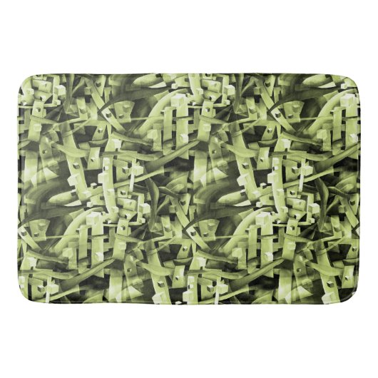水彩パターン(緑抽象芸術) コンテンポラリー バスマット (正面)