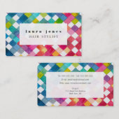 水彩パター市松模様にン美容師テンプレート 名刺 (正面/裏面)