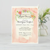 水彩パテモダンリーフローラブライダルシャワー 招待状 (スタンド正面)